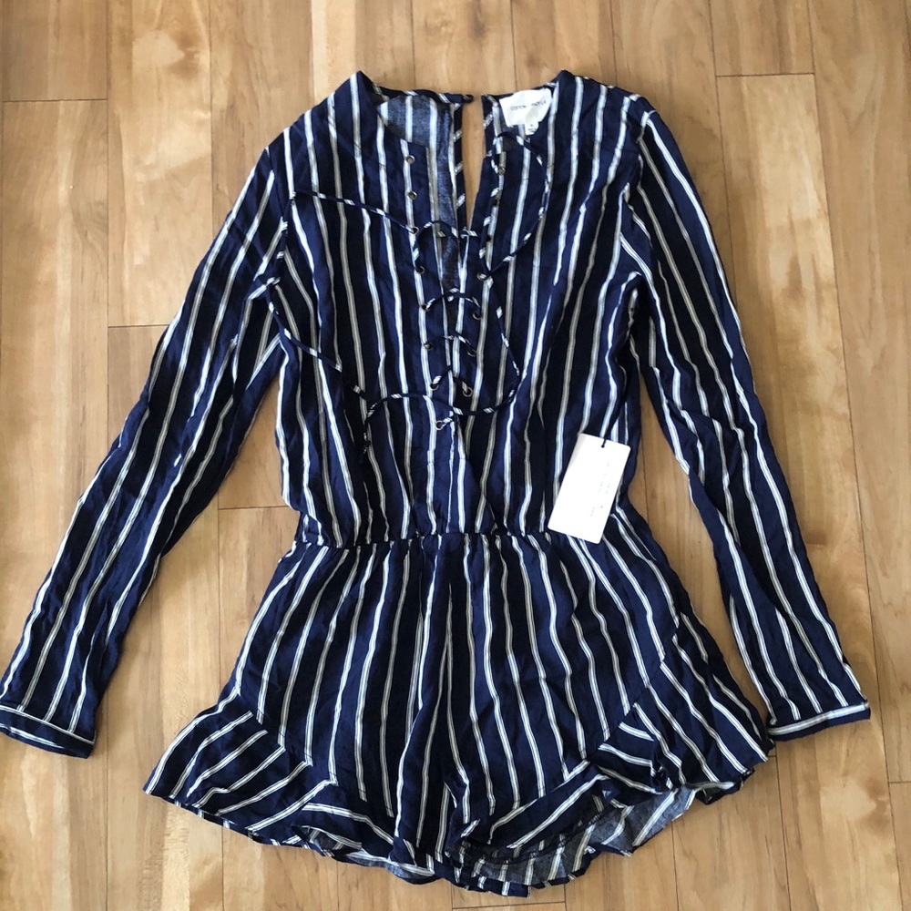 Cotton Candy striped long sleeve romper